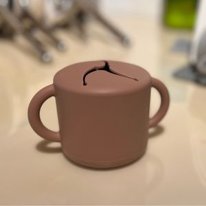 Baby/Toddler snack cup in color “woodchuck” by Mushie.  BPA free. NEVER USED